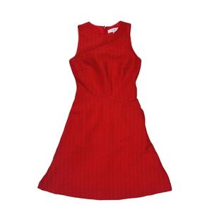 REISS‎ Magda Textured Fit and Flare Red Sleeveless Dress US size 2